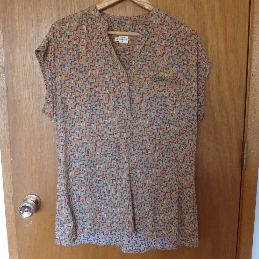Bridge & Burn print tunic short sleeve shirt L